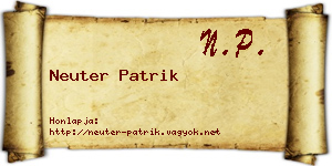 Neuter Patrik névjegykártya